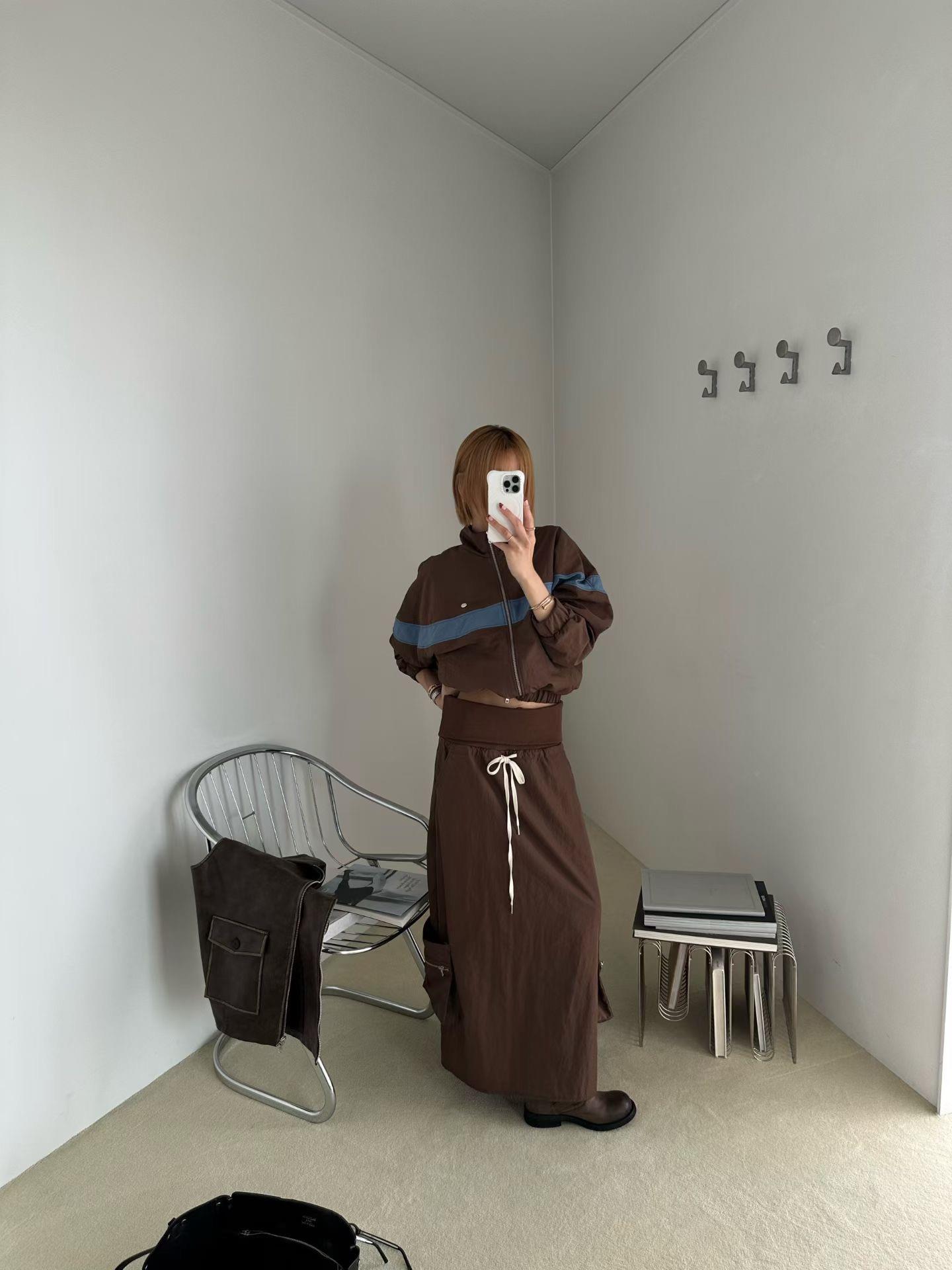 拼色立領尼龍外套